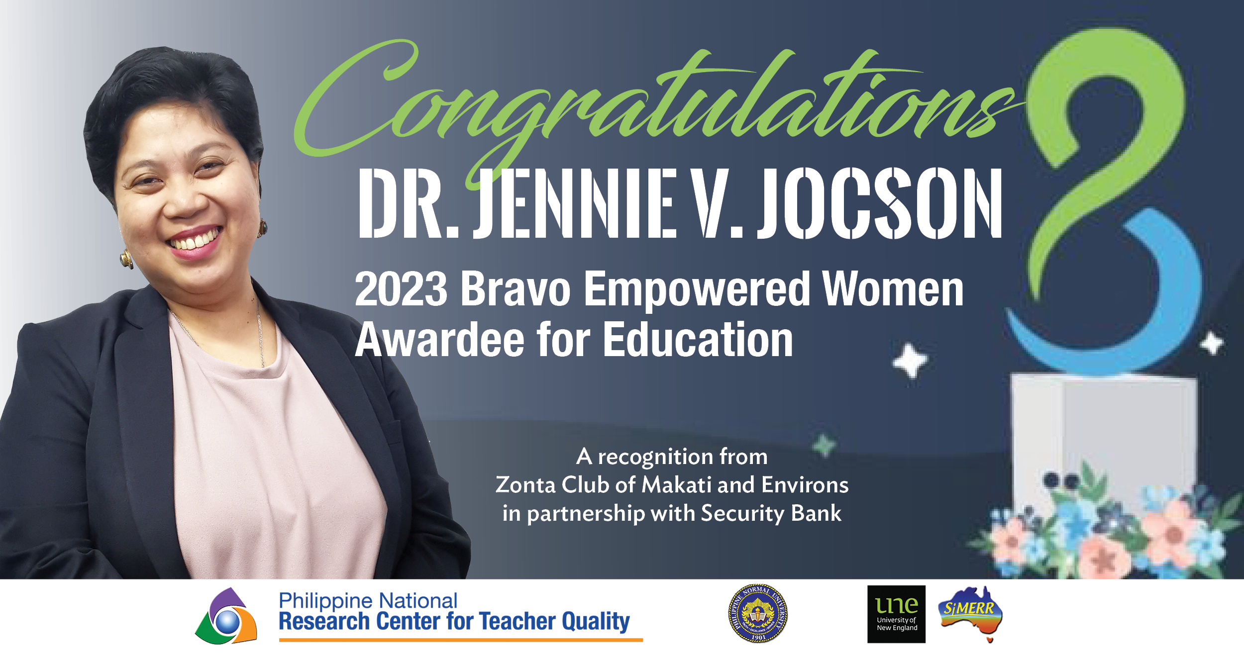 VP Jocson receives 2023 Bravo Empowered Women Award for Education
